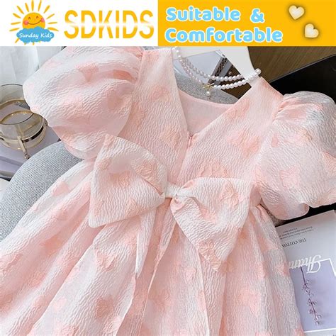 Korean Baby Girls Dress Puff Sleeve Princess Dress For Kids Girls