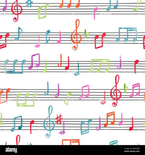 Seamless Colorful Music Notes Pattern Watercolor Musical Background