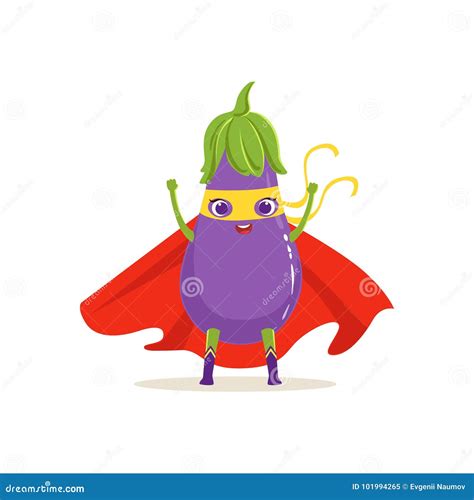 Eggplant In Superhero Costume, Part Of Vegetables In Fantasy Disguises Series Of Cartoon Silly ...