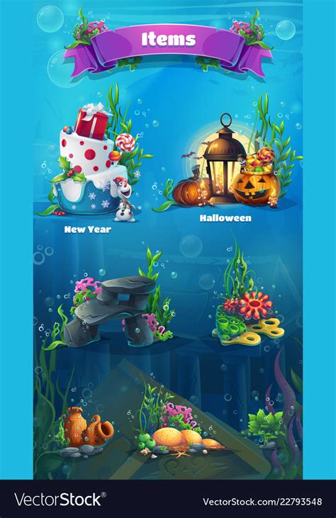 underwater item set royalty  vector image vectorstock