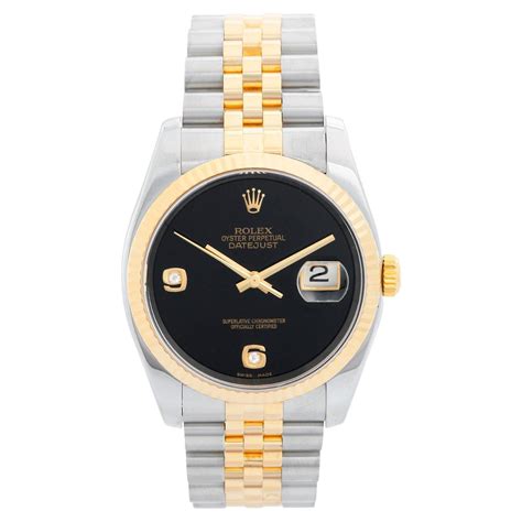 Rolex Datejust Men S 2 Tone Factory Diamond Dial Watch 116233 At