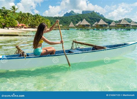 French Polynesia Tahiti Travel Vacation Concept Outrigger Canoe