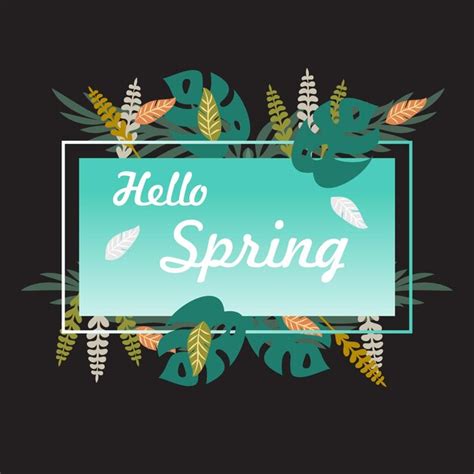 Premium Vector Hello Spring Frame With Colorfull Leaves Ilustration