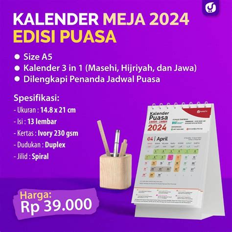 Kalender Yufid 2024 Kalender Dinding Wasiat Nabi Kalender Meja Edisi Puasa Kalender