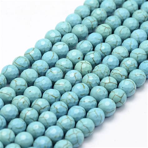 Faceted Synthetical Turquoise Beads Strands Beadpark