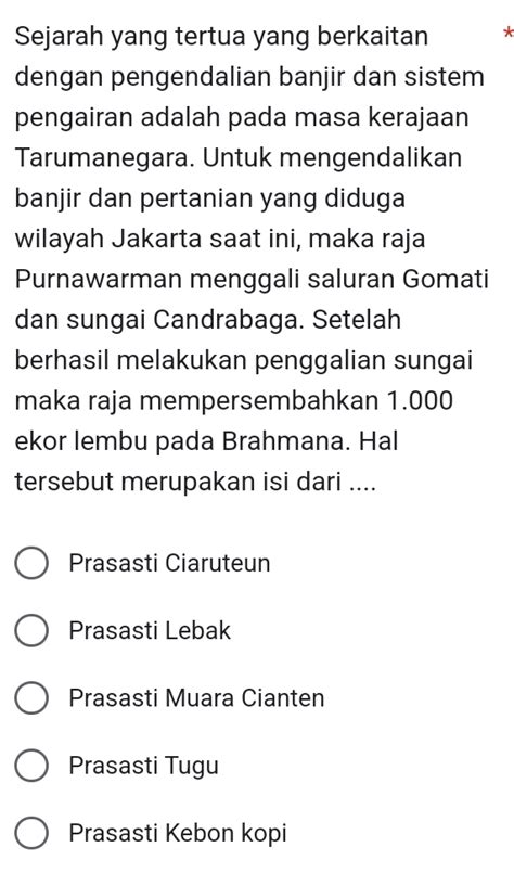 Solved Sejarah Yang Tertua Yang Berkaitan Dengan Pengendalian Banjir