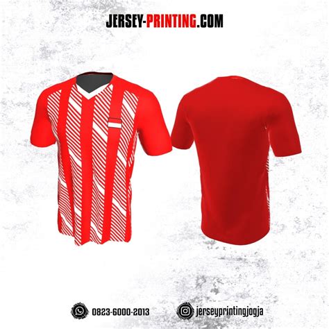 Jersey Badminton Merah Putih Motif Garis Jersey Printing Bikin