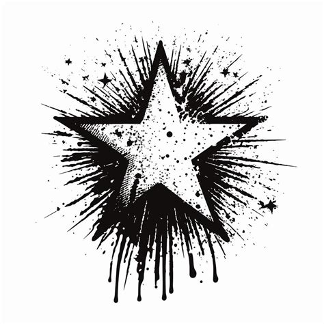 Star Hand Drawn Star Icon Sign Brush Drawing Calligraphy Star Black