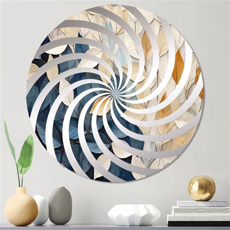 Designart Collage Of Beige And Blue Minimalism Leaves Leaves Vortex