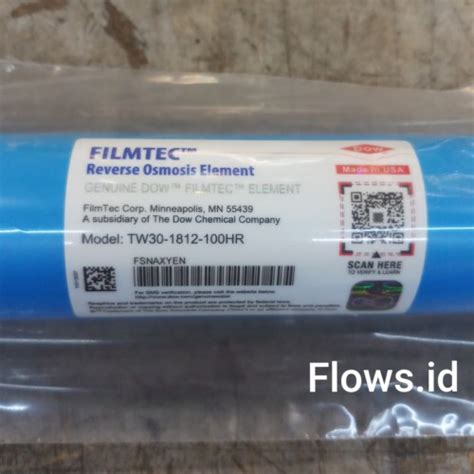 Jual Membran RO Filmtec Dow 100 GPD Reverse Osmosis TW30 1812 100