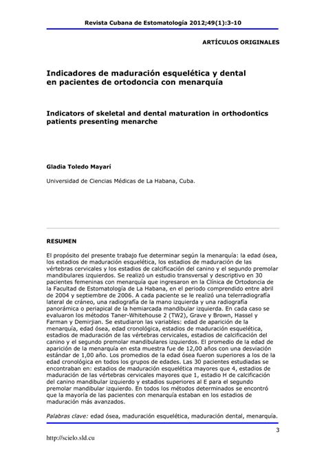 Pdf Indicadores De Maduraci N Esquel Tica Y Dental En Pacientes De