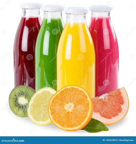 Le Jus De Fruit Porte Des Fruits Dans Une Bouteille D Isolement Sur Le