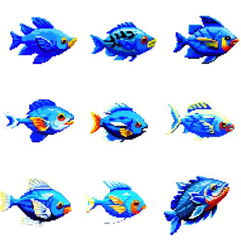 Tropical Fishing Assets Pixelart Pixel Art Spritetropical Fish Pack