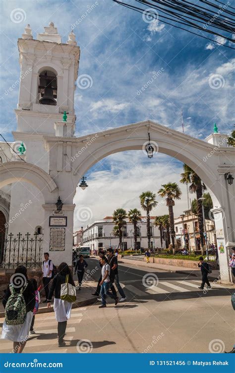 Sucre Bolivia April 21 2015 Whitewashed Arches Near San Francisco