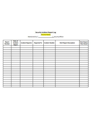 Free Incident Report Log Templates In Pdf Ms Word Free