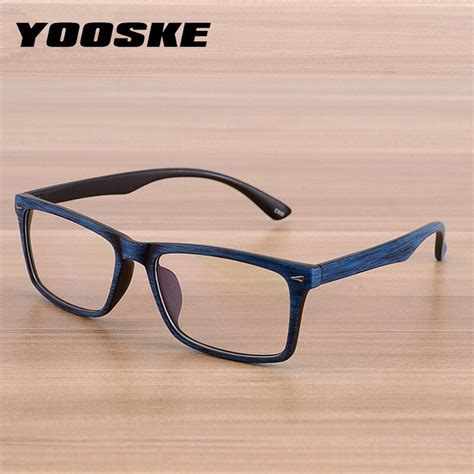 Yooske Men Retro Wooden Pattern Glasses Frame Women Classic Optical Sp Cinily