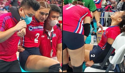 Watch Creamline S Alyssa Valdez Hurt Her Right Knee Attracttour