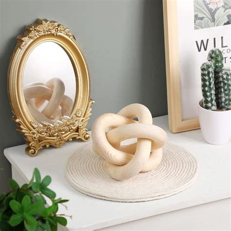 Wood Chain Link Decor 3 Link Wood Knot Decor Hand Carved Coffee Table