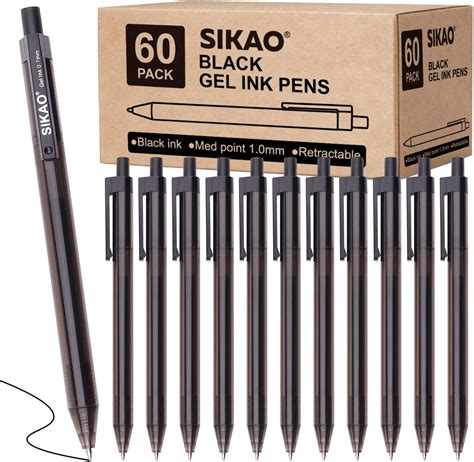 Amazon.com : Sikao Black Gel Pens Bulk, Black Pens Fine Point Smooth ...