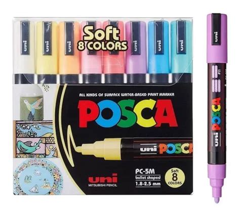 Estojo Caneta Posca Pc 5m 8 Cores Soft Colors Uni Ball Parcelamento