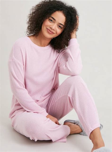 Buy Pink Boxy Rib Soft Knit Coord Pyjama Top 16 Pyjamas Argos