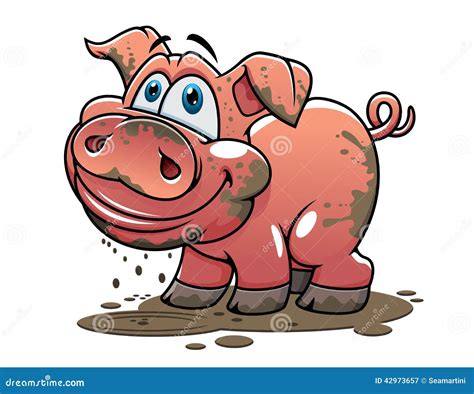 Cute Little Muddy Cartoon Pig Stock Vector Illustration Of Symbol