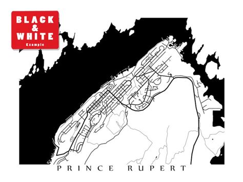 Prince Rupert Bc Map Poster Print British Columbia Canada Etsy