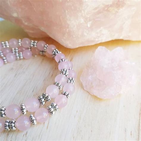 Bracelet en Pierres semi précieuses Quartz rose bijou femme fait main