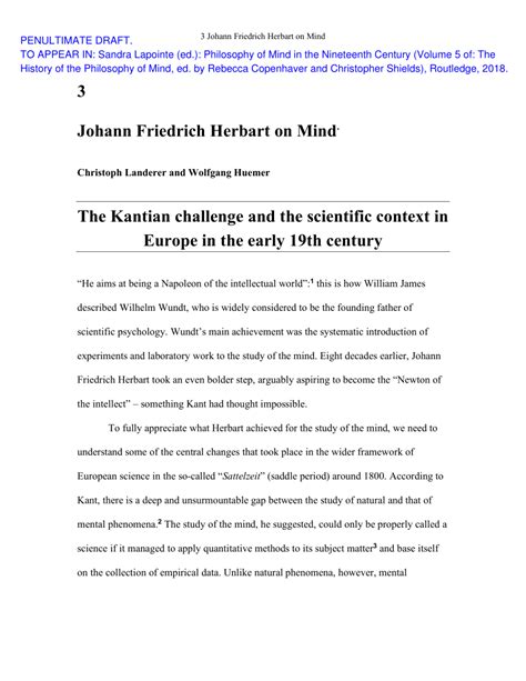(PDF) Johann Friedrich Herbart on Mind