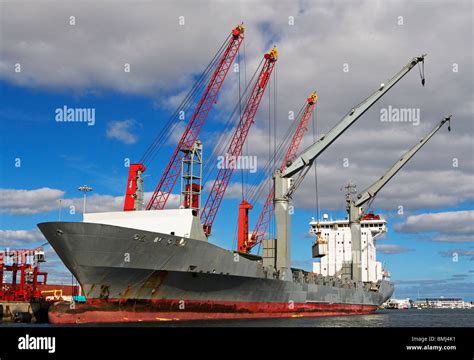 Cranes On Cargo Ship Stock Photo Alamy