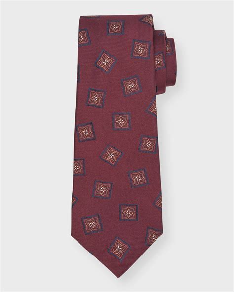 Kiton Men S Woven Medallion Silk Tie Neiman Marcus