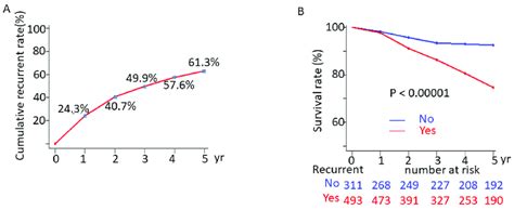 A Cumulative Recurrent Incidence Of Hcc Post Curative Treatment B Download Scientific