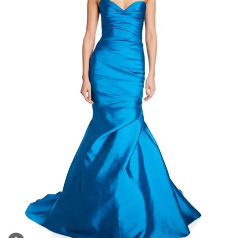 Monique Lhuillier Strapless Sweetheart Draped Mikado Depop