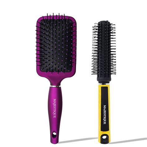 Majestique Hair Brush Set Paddle Hair Brush Round Hair Brush For Blow Drying Men And Women Hr107136