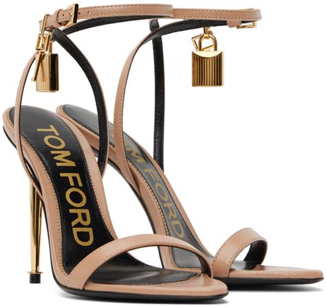 TOM FORD Taupe Padlock Pointed Naked Heeled Sandals TOM FORD