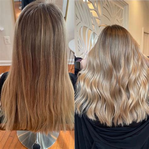 Silky Blonde Before And After Hairstyles For Thin Hair Blonde Hair Inspiration Brown Blonde Hair