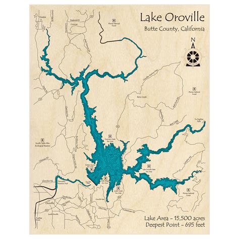 Lake Oroville 3d Custom Wood Map Lake Art Llc