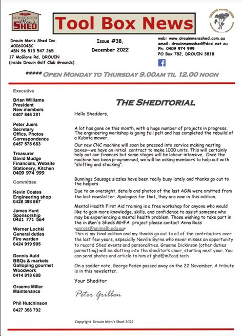 Newsletters Drouin Men S Shed