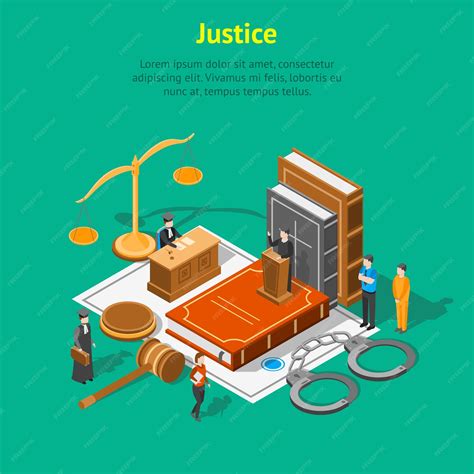 Premium Vector Law Justice Composition Concept Card 3d Isometric View