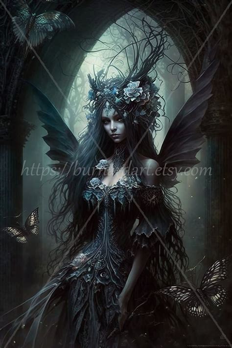 Dark Fairy Digital Download Gothic Fantasy AI Art Print Printable Image ...