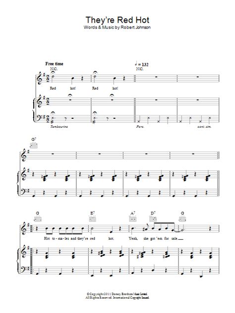 They Re Red Hot By Hugh Laurie Sheet Music For Piano Vocal Guitar