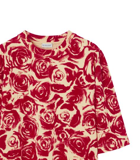 Mens Burberry Red Rose Print T Shirt Harrods Uk