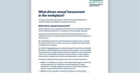 Our Watch Preventing Sexual Harassment In The Workplace