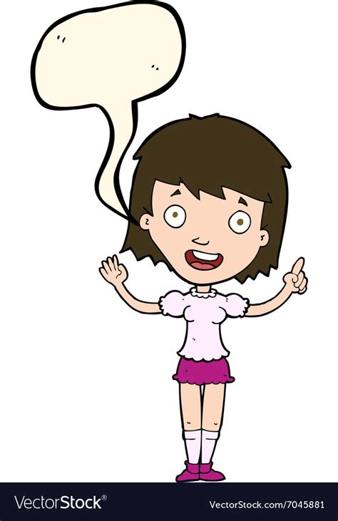 Cartoon Woman Pointing With Speech Bubble Vector Image