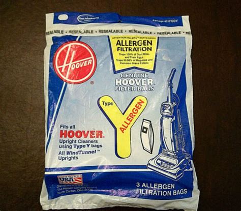 Hoover 3 Pack Vacuum Allergen Filtration Bags Type Y Wind Tunnel Uprights Ebay