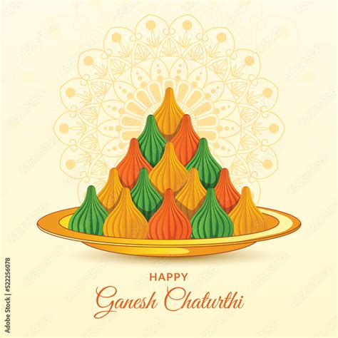 Indian Sweets Modak, Mava Modak Thali for Ganesh Chaturthi Stock Vector ...