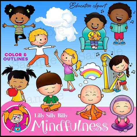 Mindfulness 2 Clipart. BLACK and WHITE and Color. Education | Etsy