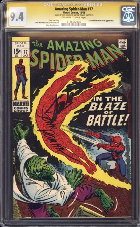 Amazing Spider Man 77 Cgc 94 2x Ss Signed Stan Lee John Romita Sr Human Torch🔥 Ebay