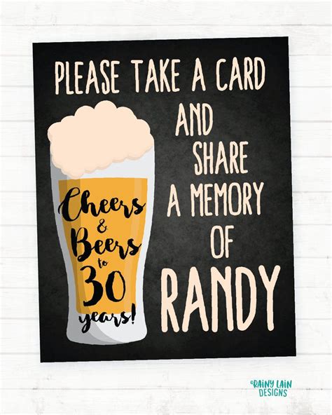 Cheers And Beers To Years Th Birthday Memories Sign Etsy Beer