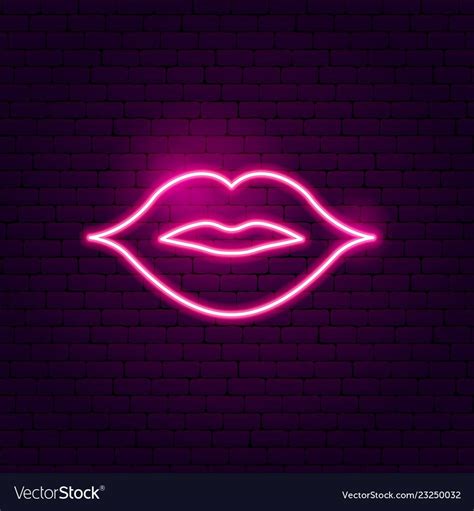 Kiss Lips Neon Sign Vector Image On Vectorstock Neon Signs Cool Neon